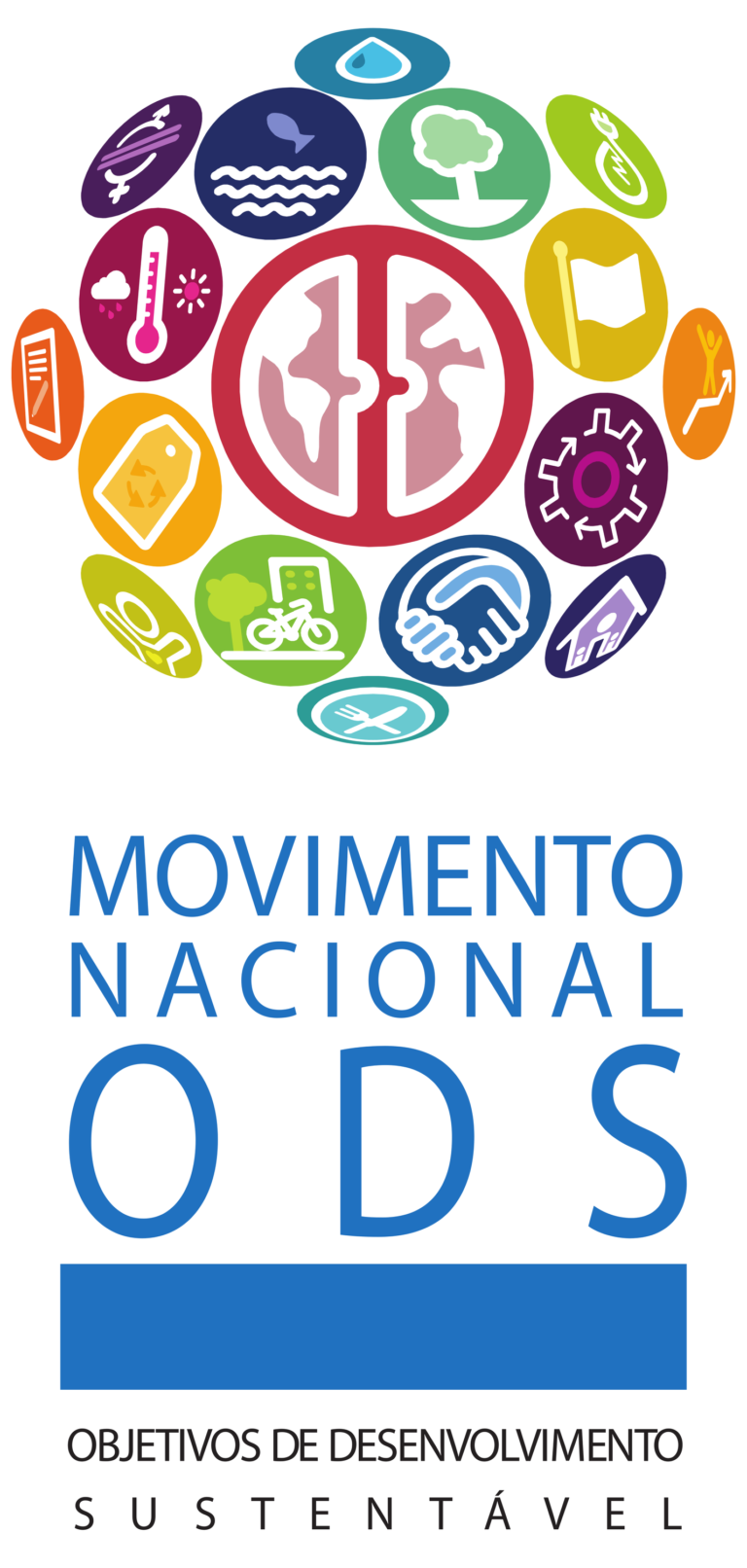 Logo vertical do Movimento Nacional ODS com fundo branco
