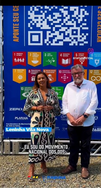 Leninha Vila Nova, coordenadora do Movimento ODS Bahia, com João Carlos, secretário de Meio Ambiente de Itabuna